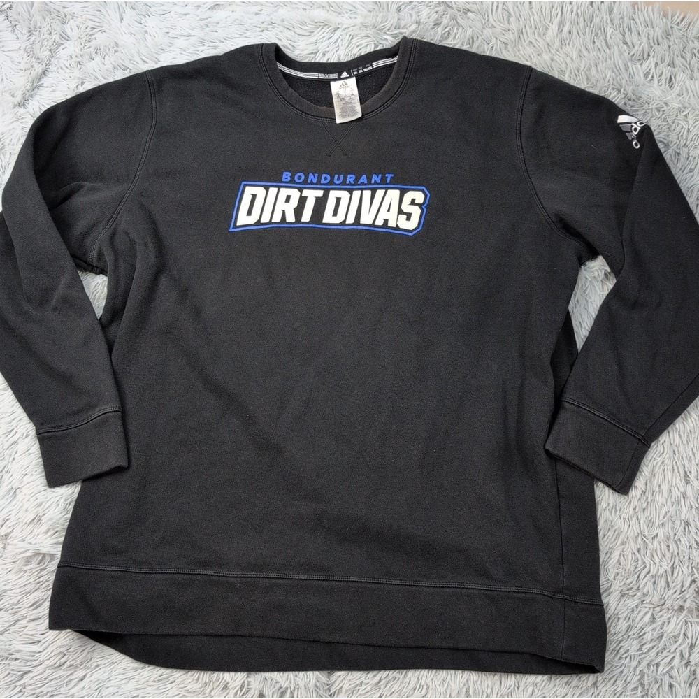 Adidas Sweatshirt Mens 3XL Black Logo Soft Crew Neck Dirt Divas Athletic Comfort